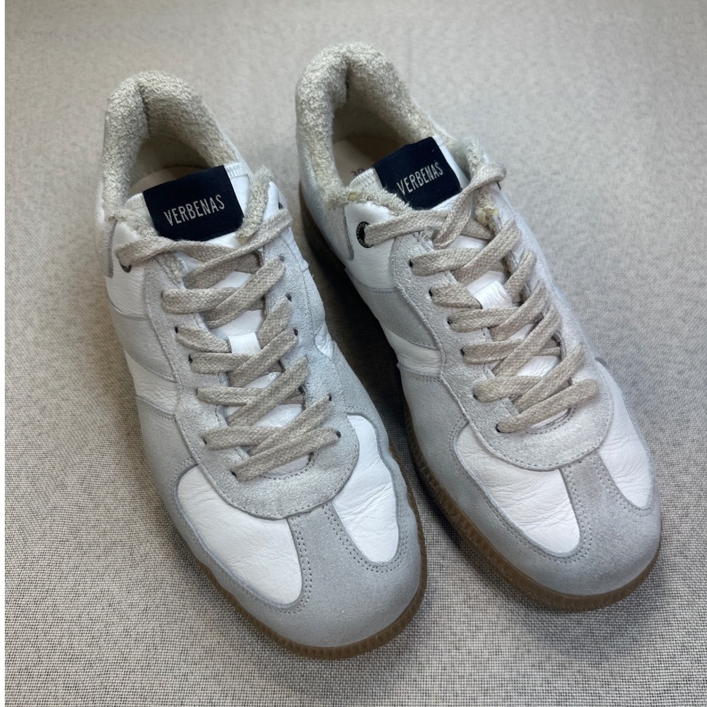Verbenas Sneakers Womens 39 White Grey Leather Suede GAT Gum Sole Spain Classic